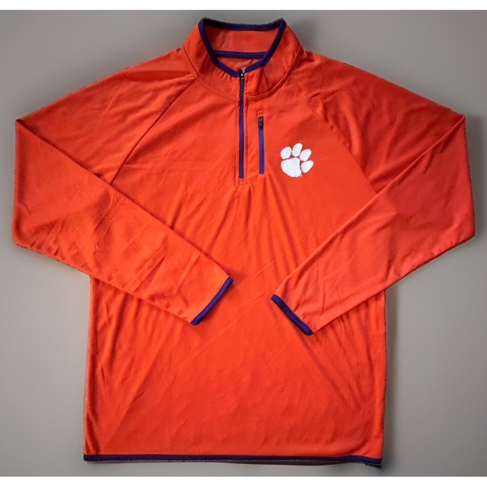 Clemson Tigers Colosseum Long Sleeve Quarter Zip Shirt Orange Logo Large JBHS